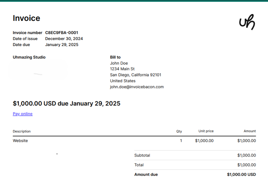 Invoice Example